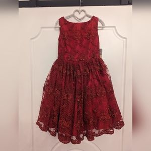 NWT Girls 6X Red Lace Dress by Pastourelle NYC